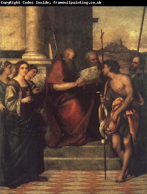 Sebastiano del Piombo St.John Chrysosbtom with Saints Catherine, Mary Magdalene,and lucia,and john the Evangelish,John the Baptist and Theodore